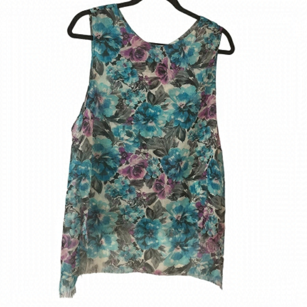 Reformation x Urban Renewal Flower Print Flowy Sheer Sleeveless Tank Top